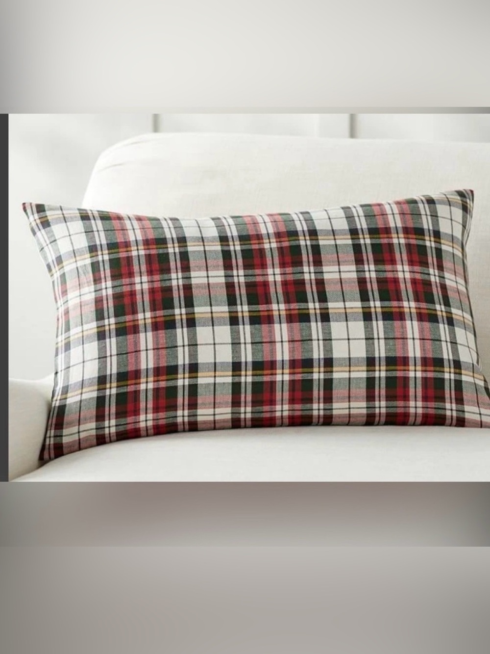 Pottery Barn Red, Green & White Plaid Accent Pillow